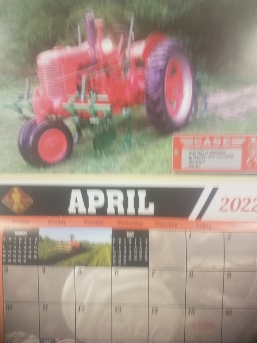 Case calendar photo for April 2022 Yesterday's Tractors